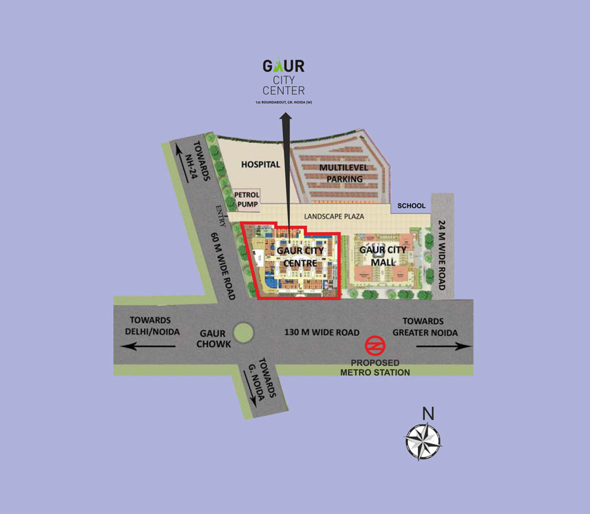 Gaur City Center Location Map